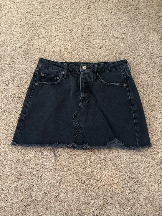 American Eagle Outfitters Pants - American Outfitters black Denim Mini Skirt Raw Hem women’s 4